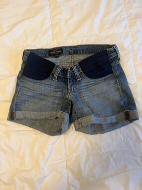 J. Crew Light Blue Denim Maternity Shorts with Dark Blue Panels